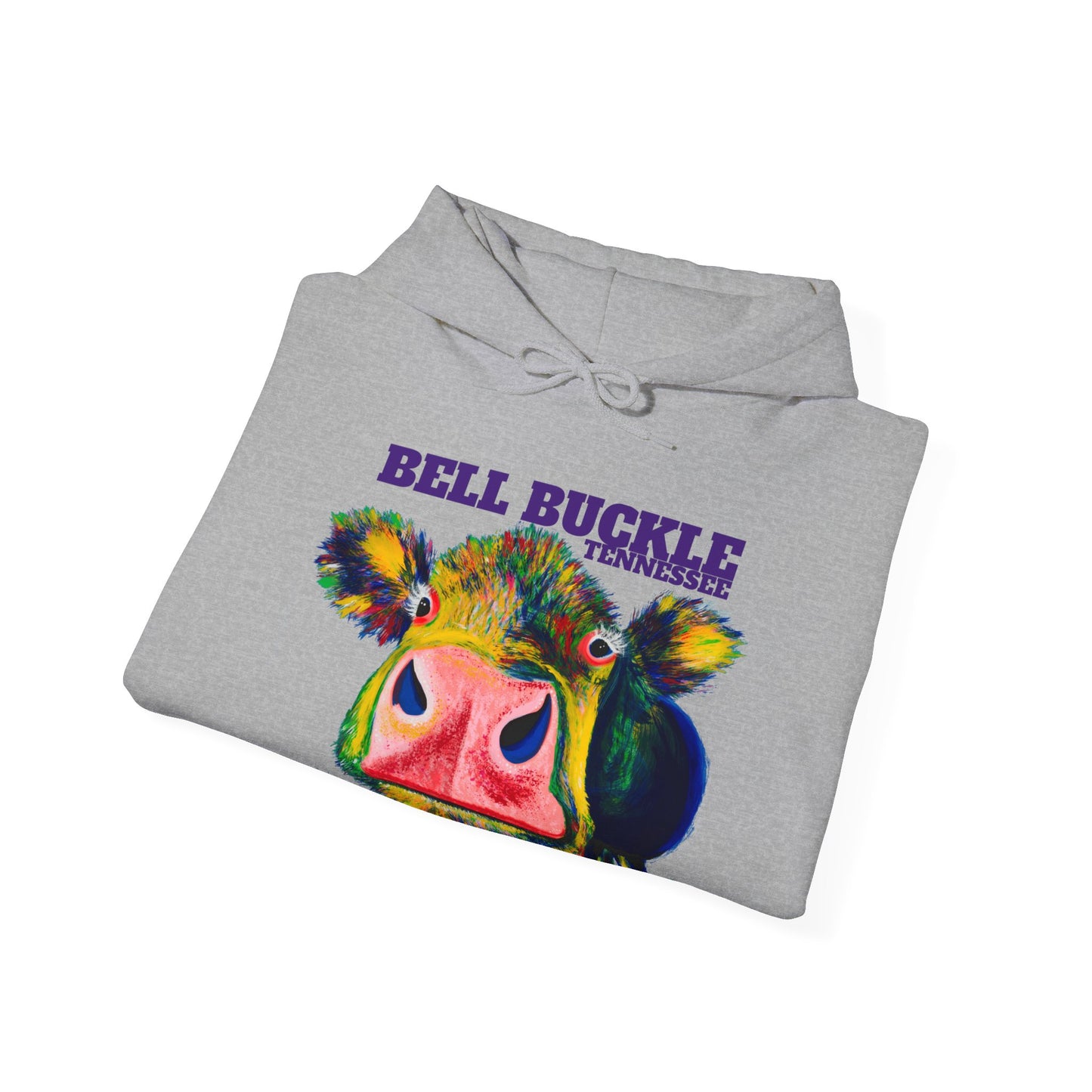 "The Bell Buckle Cow" | Art by Laurie Geisen | Heavy Blend™ Hooded Sweatshirt