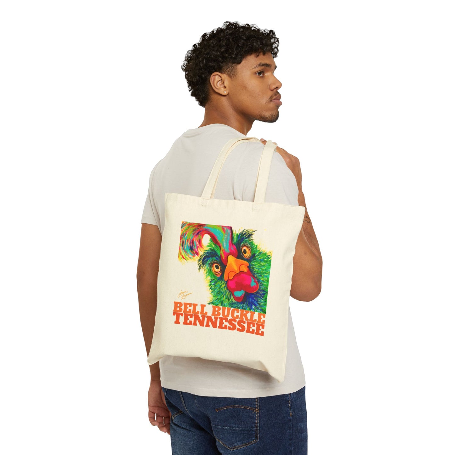 "The Bell Buckle Rooster" | Art By Laurie Geisen | Cotton Canvas Tote Bag