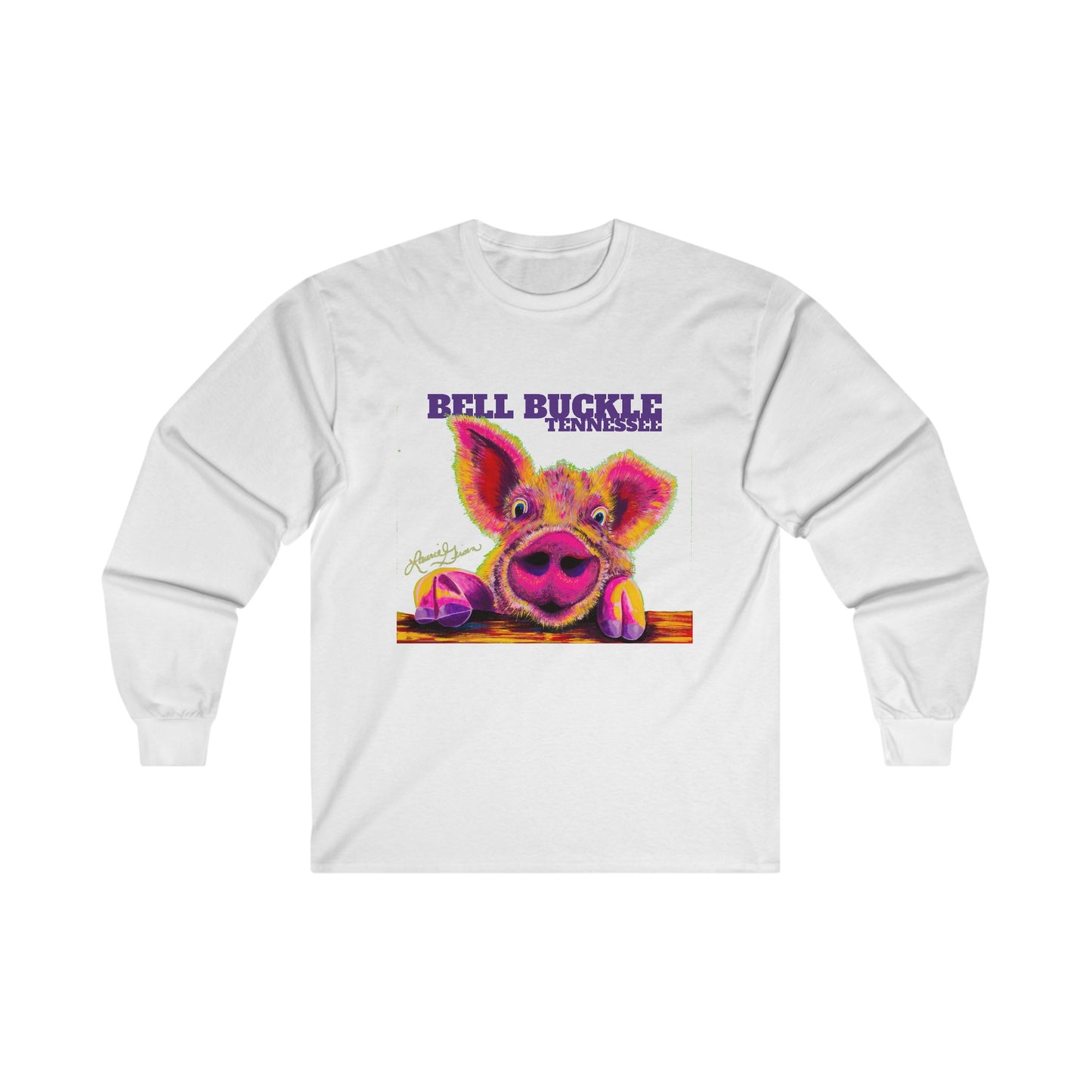 "The Bell Buckle Pig" Art by Laurie Geisen - Ultra Cotton Long Sleeve Tee