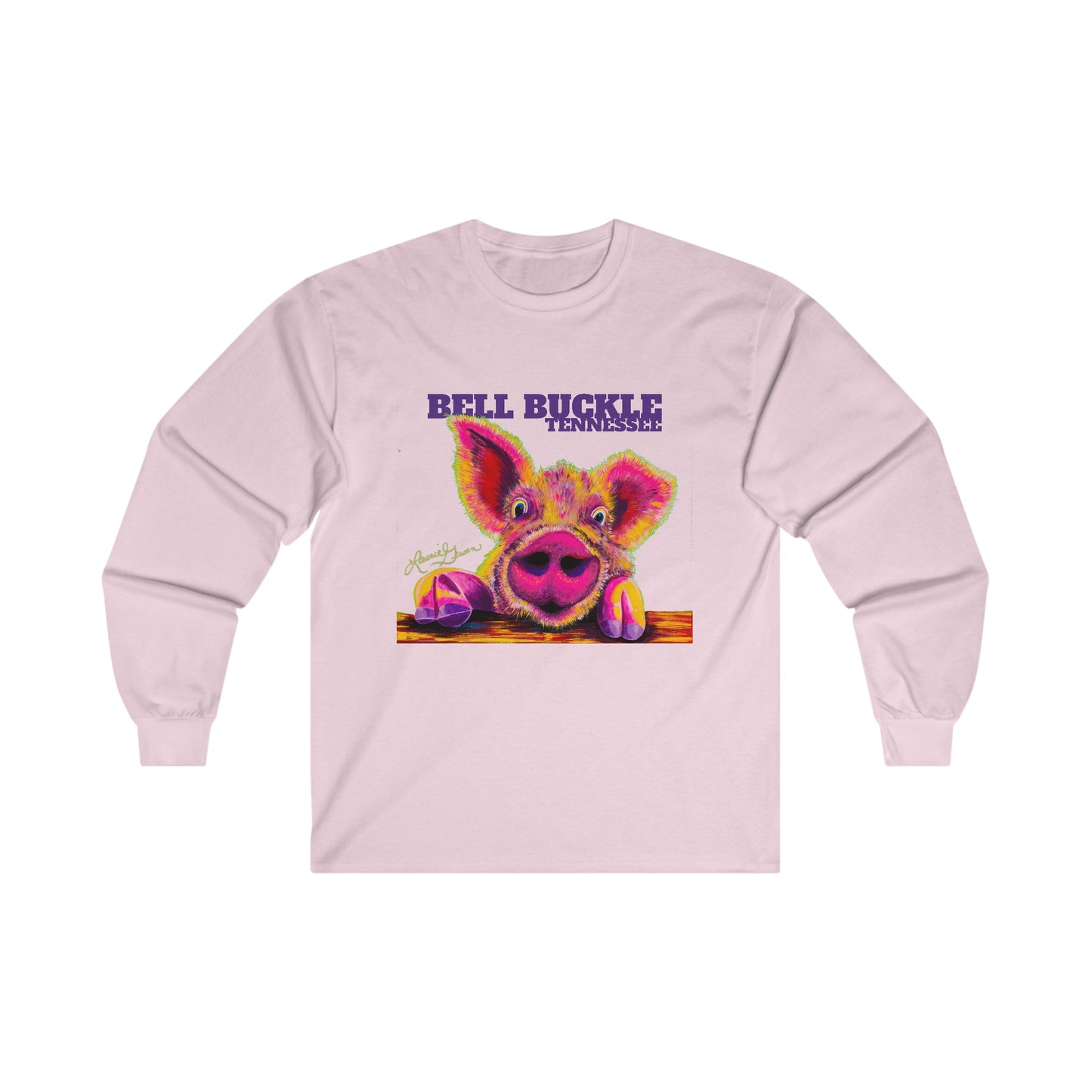 "The Bell Buckle Pig" Art by Laurie Geisen - Ultra Cotton Long Sleeve Tee