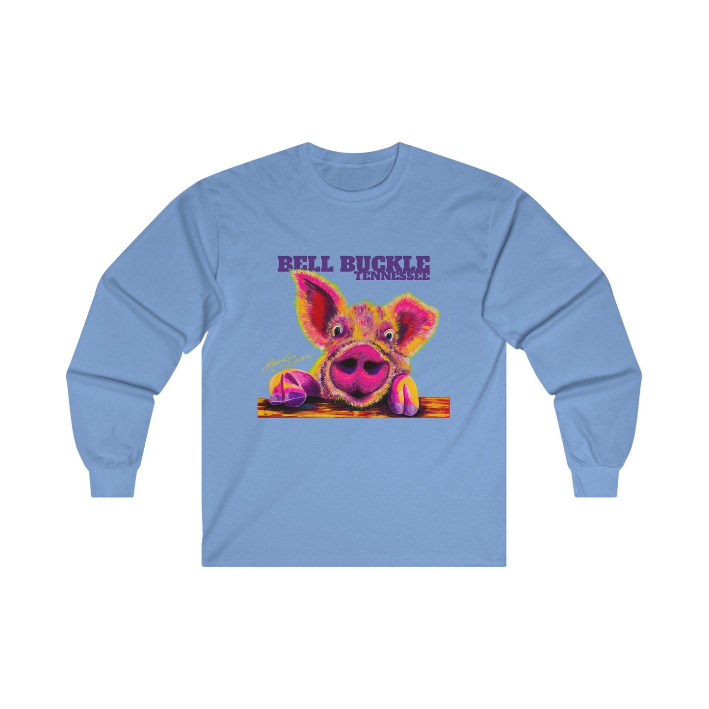 "The Bell Buckle Pig" Art by Laurie Geisen - Ultra Cotton Long Sleeve Tee