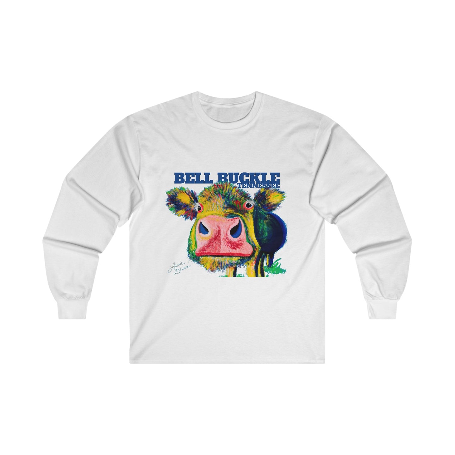 "The Bell Buckle Cow" Art by Laurie Geisen - Ultra Cotton Long Sleeve Tee