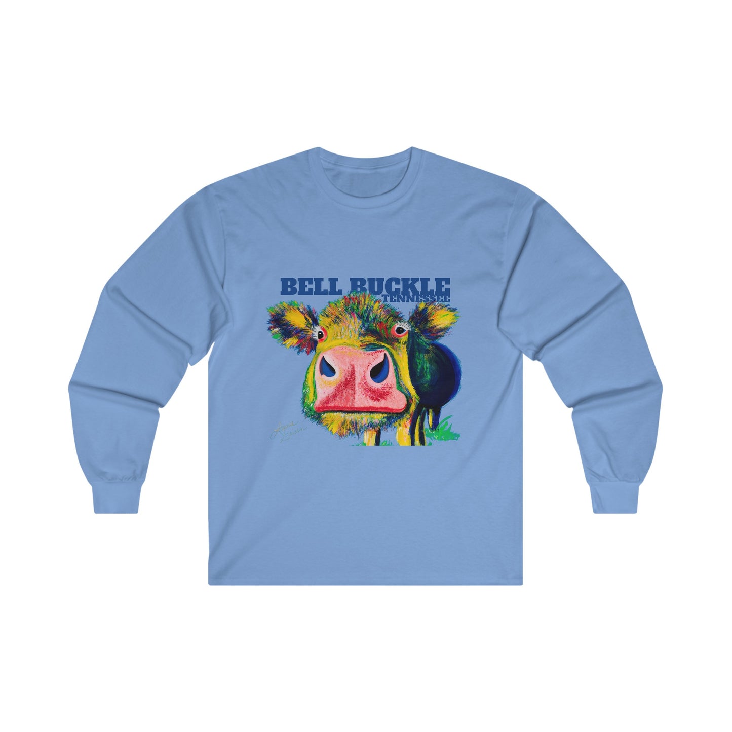 "The Bell Buckle Cow" Art by Laurie Geisen - Ultra Cotton Long Sleeve Tee