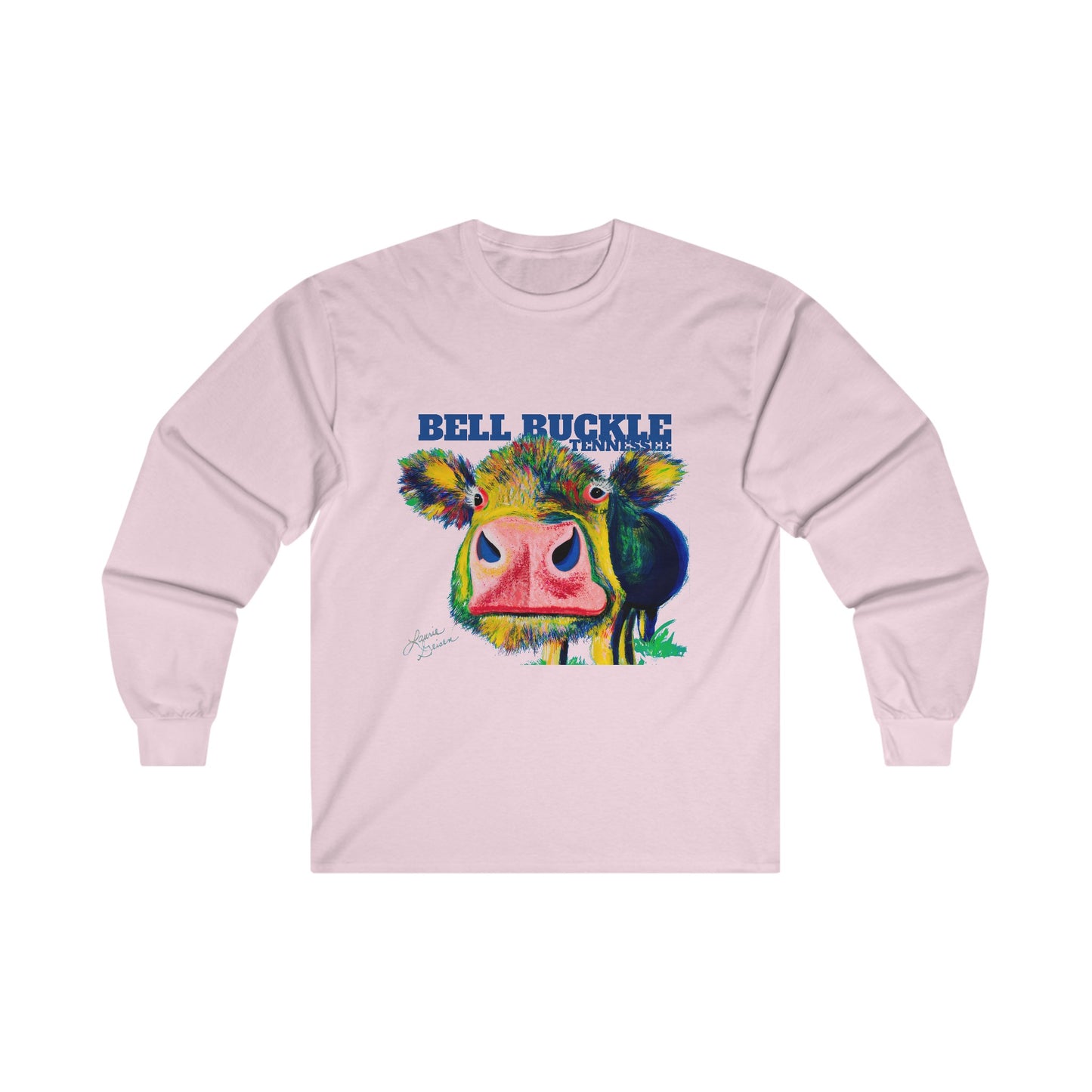 "The Bell Buckle Cow" Art by Laurie Geisen - Ultra Cotton Long Sleeve Tee