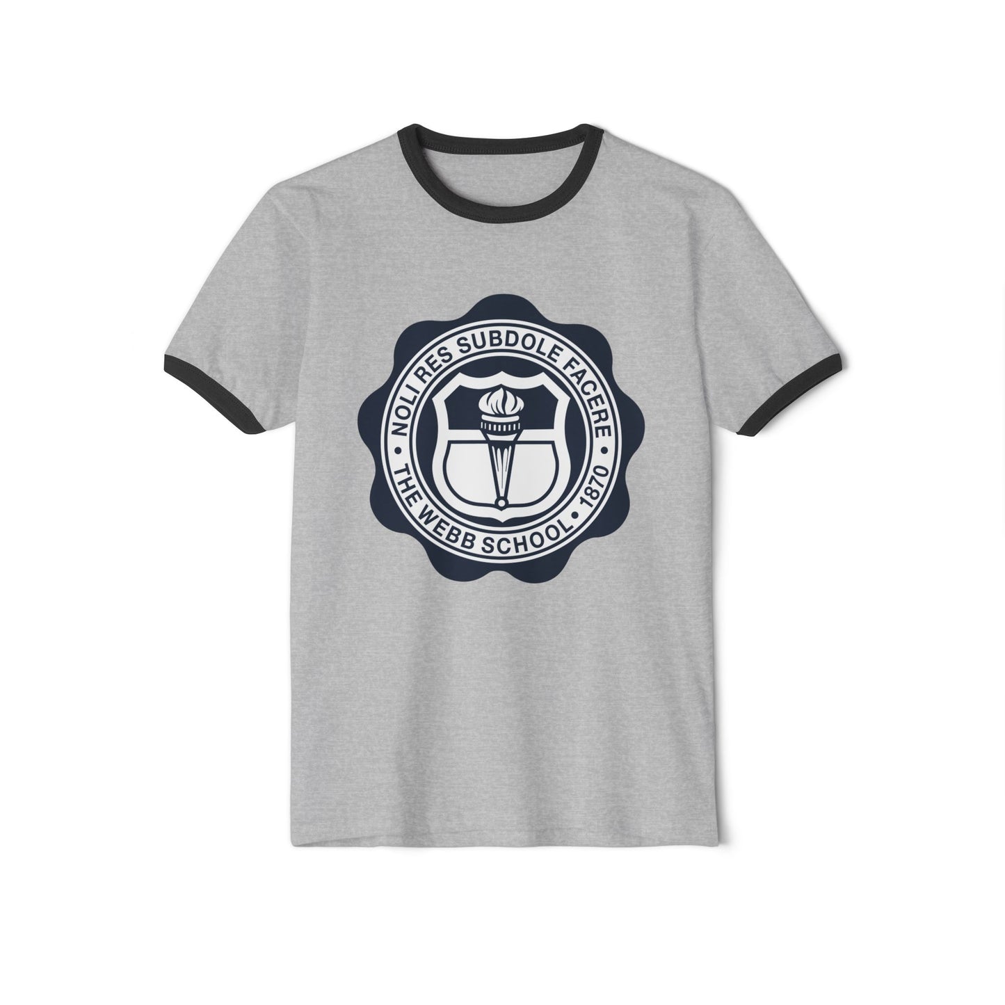 WEBB Ringer T-Shirt Short Sleeve | Heather Gray | Academic Seal Logo Center Chest