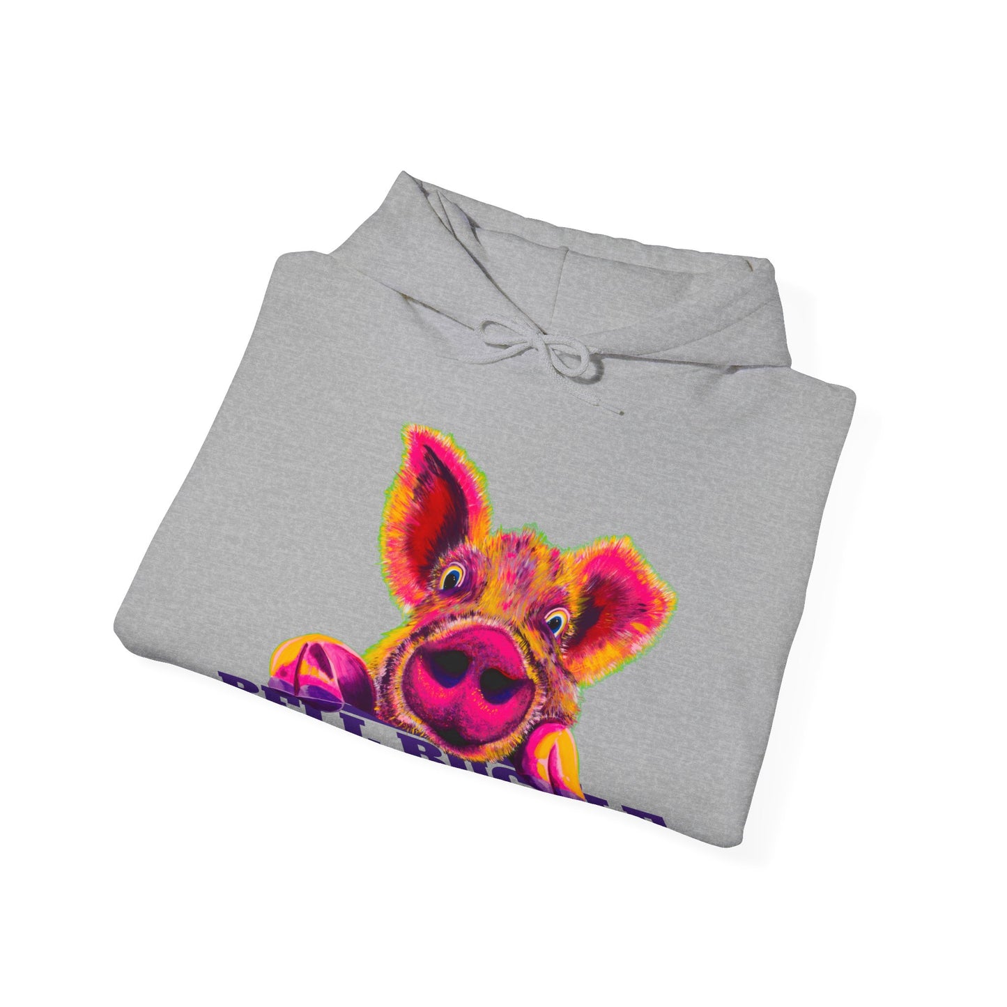 "The Bell Buckle Pig" Art by Laurie Geisen - Heavy Blend™ Hooded Sweatshirt