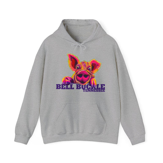 "The Bell Buckle Pig" Art by Laurie Geisen - Heavy Blend™ Hooded Sweatshirt