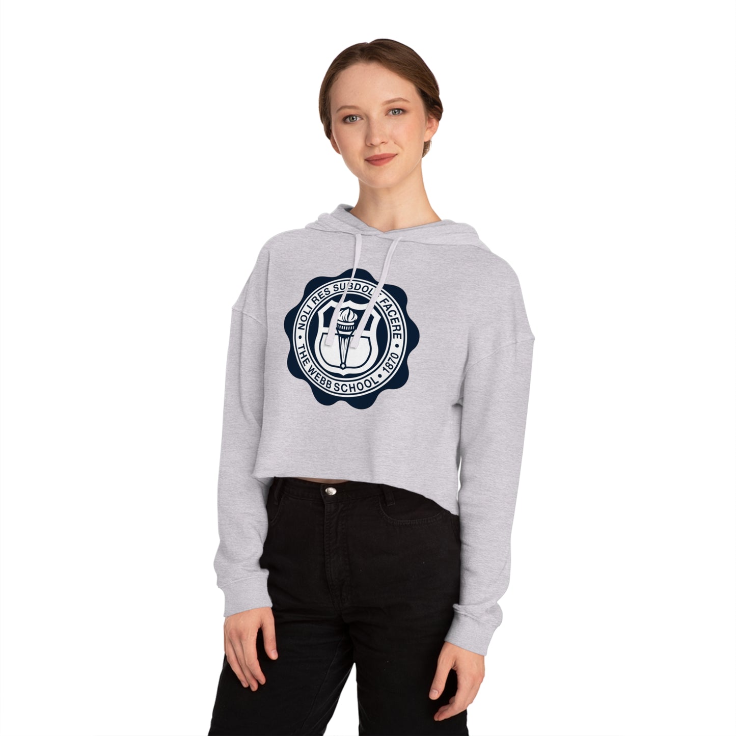 WEBB Cropped Hoodie | Heather Gray | Academic Seal Logo Center Chest