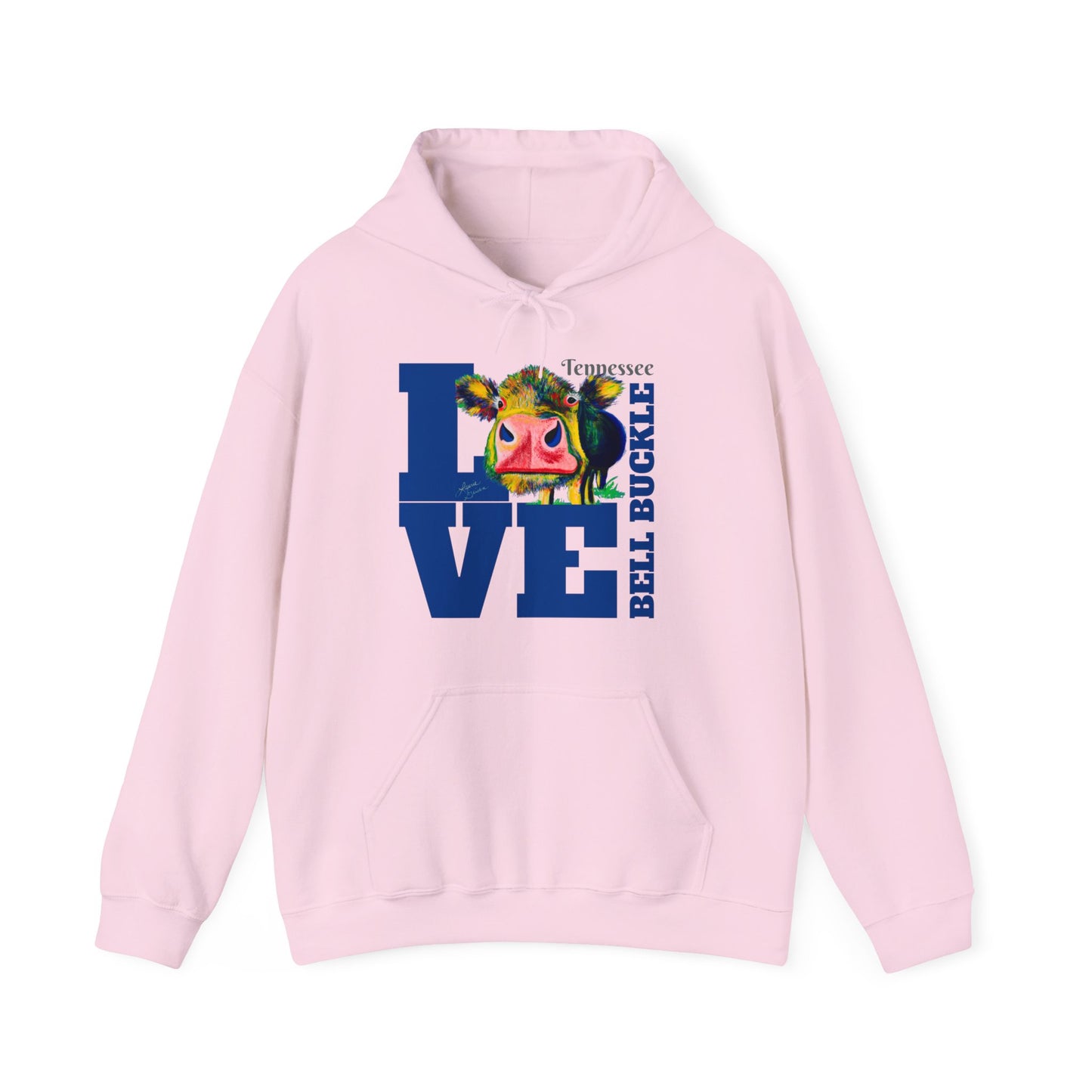 "The Bell Buckle Cow" Love Art by Laurie Geisen - Heavy Blend™ Hooded Sweatshirt