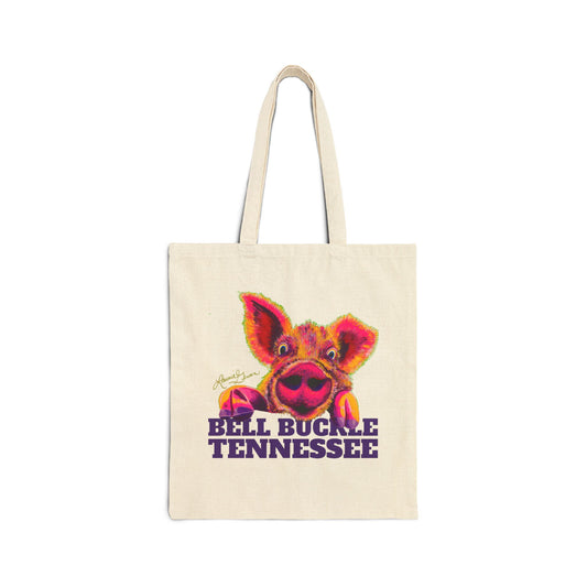 "The Bell Buckle Pig" Art By Laurie Geisen - Cotton Canvas Tote Bag