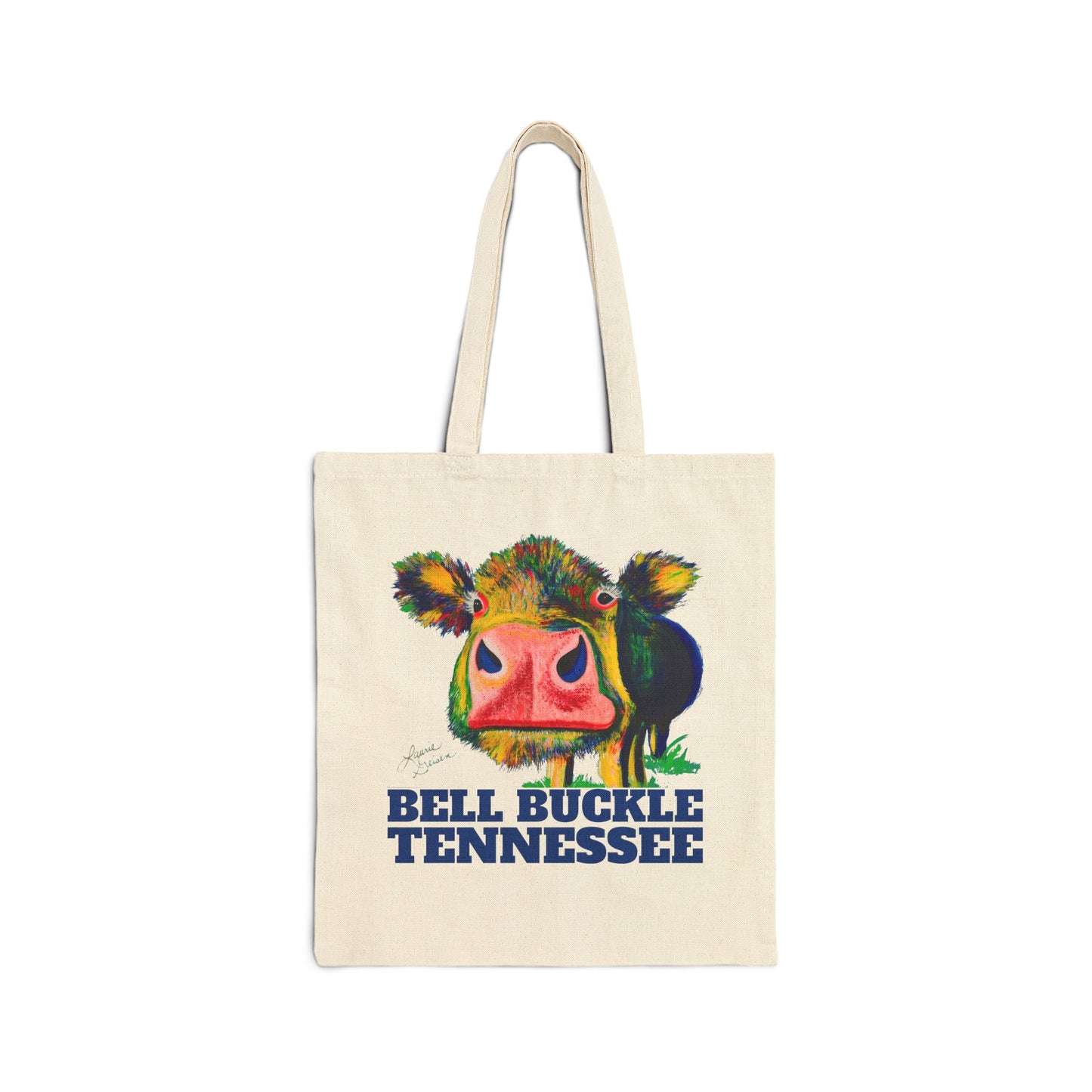 "The Bell Buckle Cow" | Art By Laurie Geisen | Cotton Canvas Tote Bag