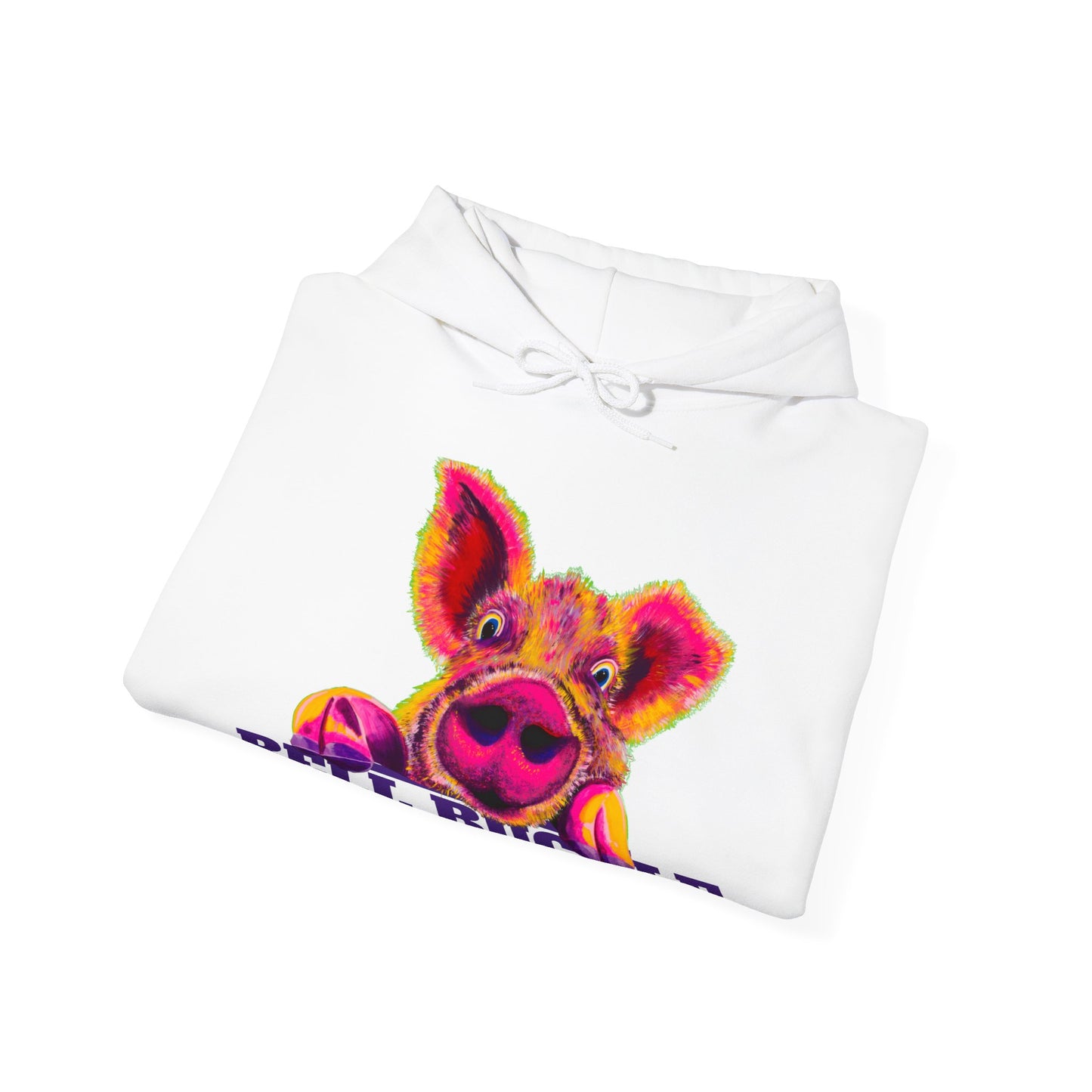 "The Bell Buckle Pig" Art by Laurie Geisen - Heavy Blend™ Hooded Sweatshirt