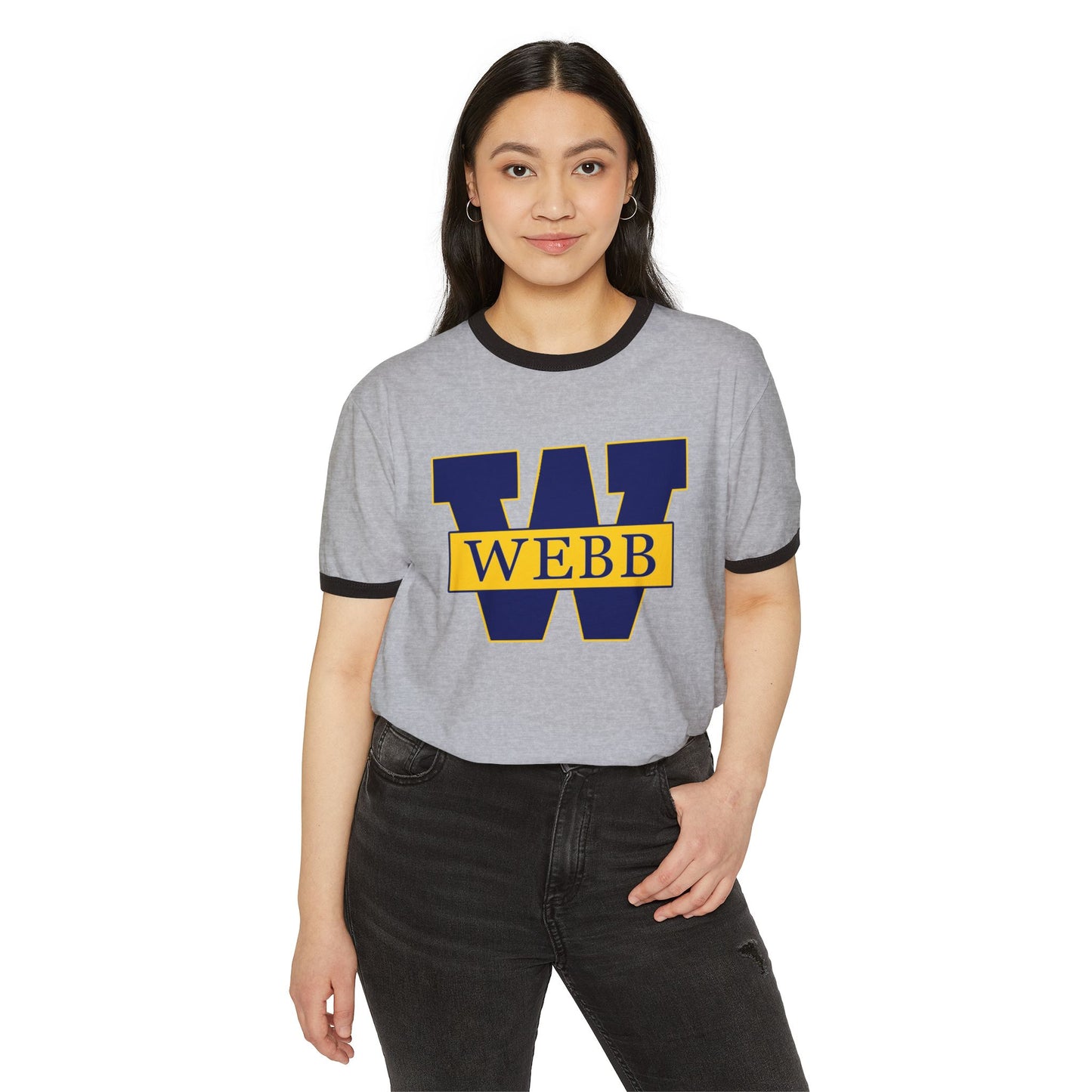 WEBB Ringer T-Shirt Short Sleeve | Heather Gray | Athletics Logo Center Chest