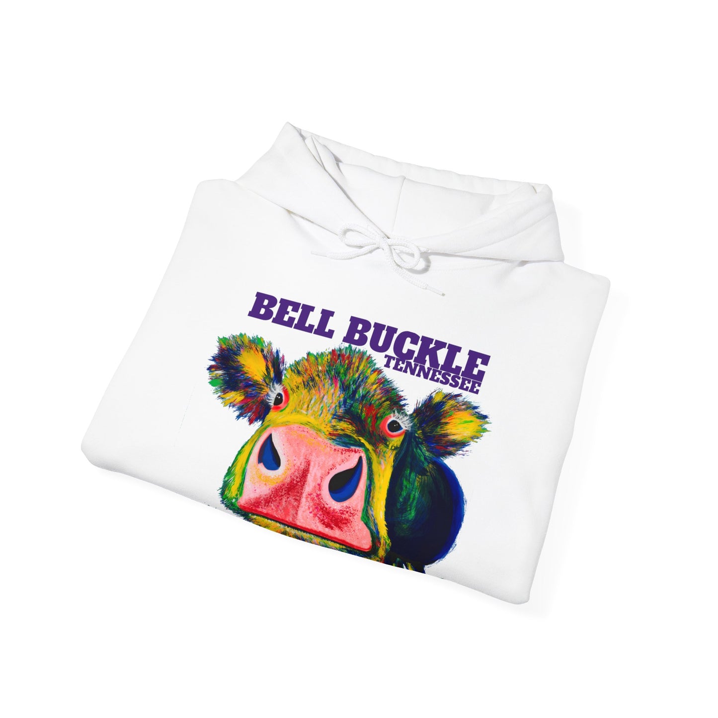 "The Bell Buckle Cow" | Art by Laurie Geisen | Heavy Blend™ Hooded Sweatshirt