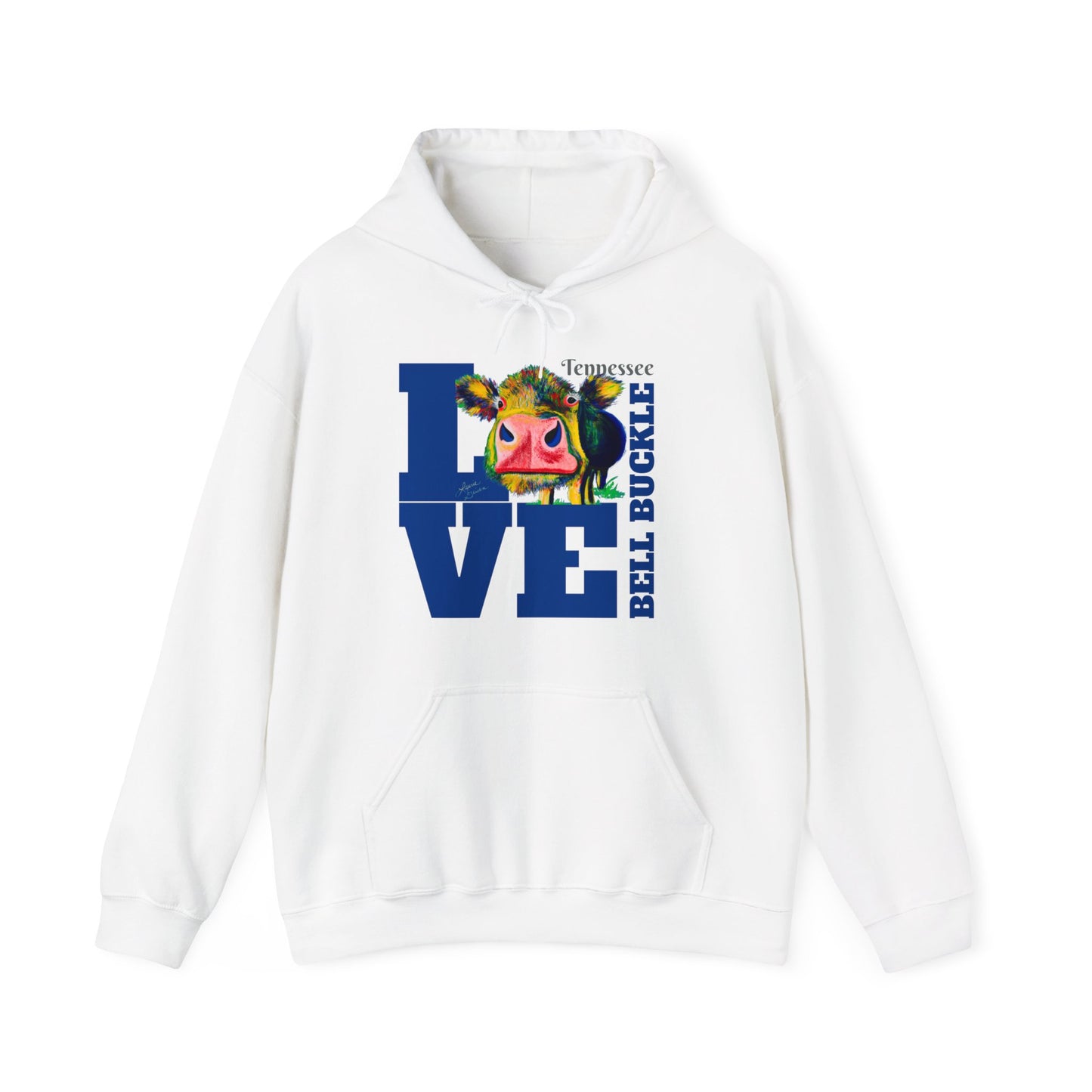 "The Bell Buckle Cow" Love Art by Laurie Geisen - Heavy Blend™ Hooded Sweatshirt