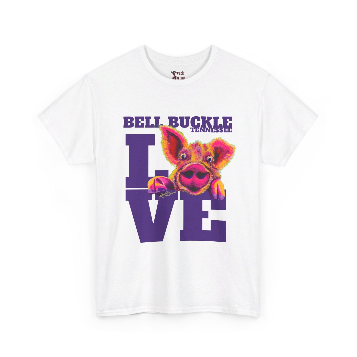 "The Bell Buckle Pig" Love Art by Laurie - Unisex Heavy Cotton Tee