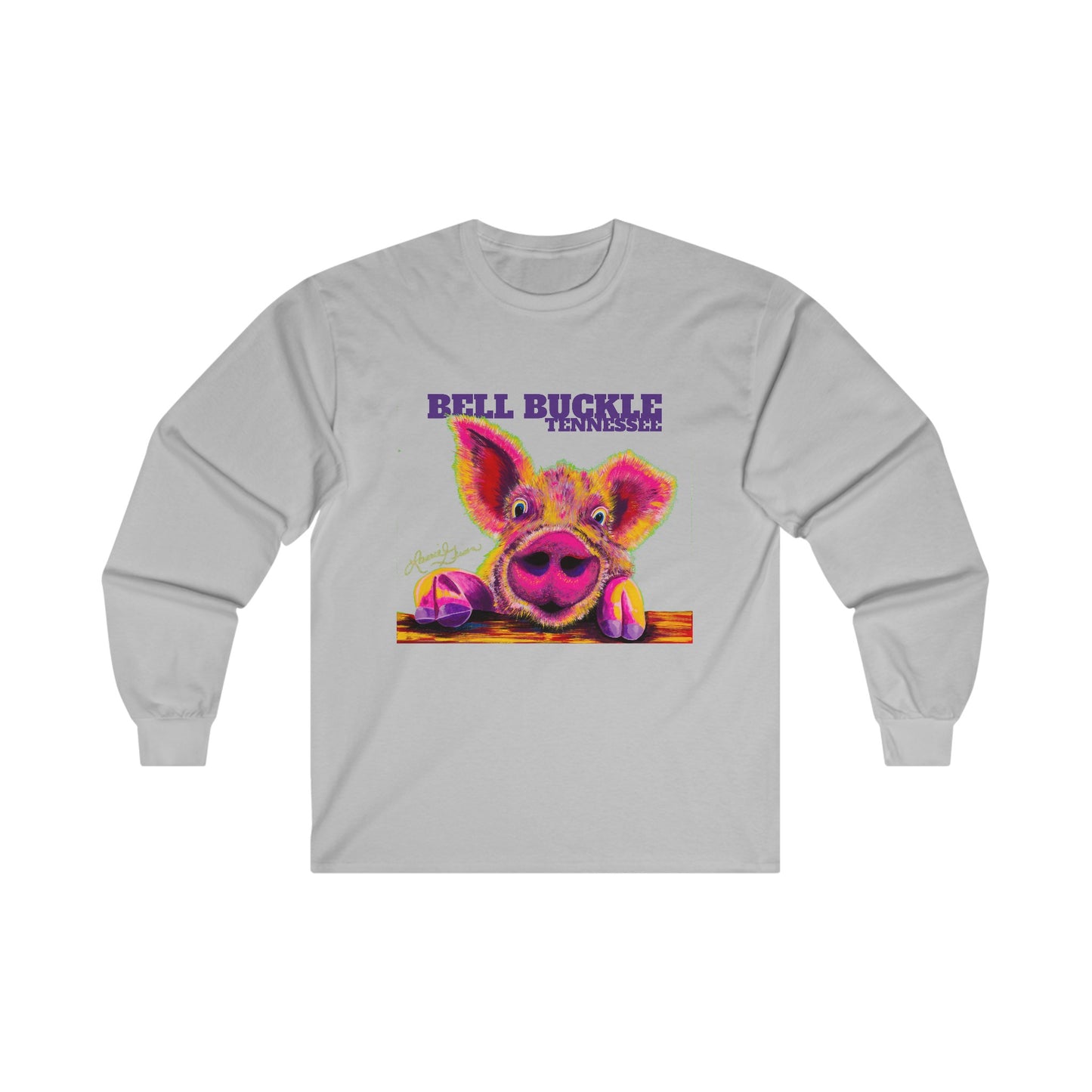 "The Bell Buckle Pig" Art by Laurie Geisen - Ultra Cotton Long Sleeve Tee