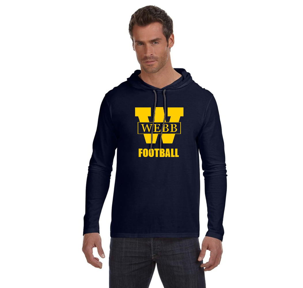 FOOTBALL WEBB Hoodie T-Shirt | Navy Blue | Sports FOOTBALL Logo Center Chest | SPECIAL ORDER ITEM