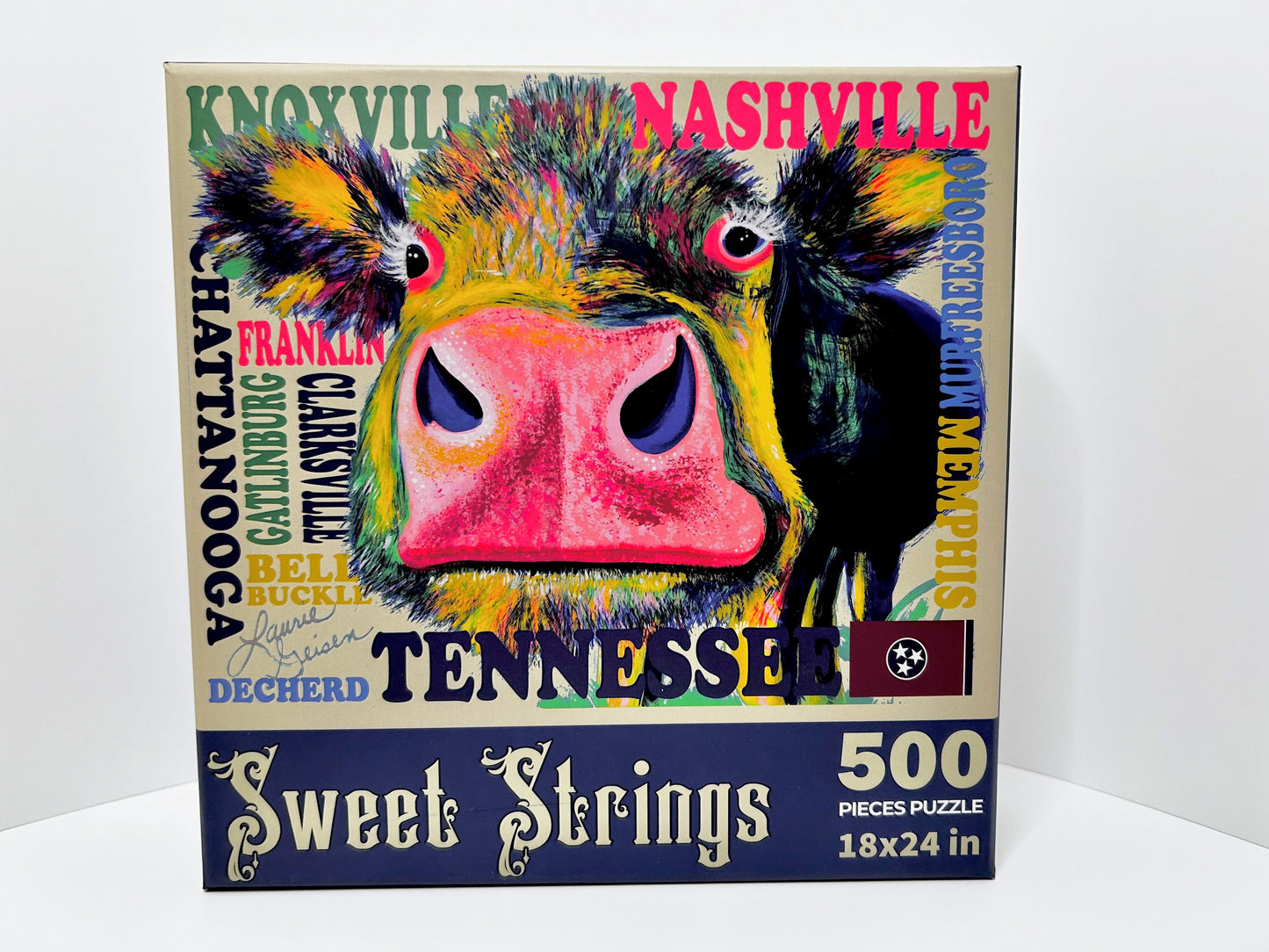 Tennessee Jigsaw Puzzle - Cow by Artist Laurie Geisen